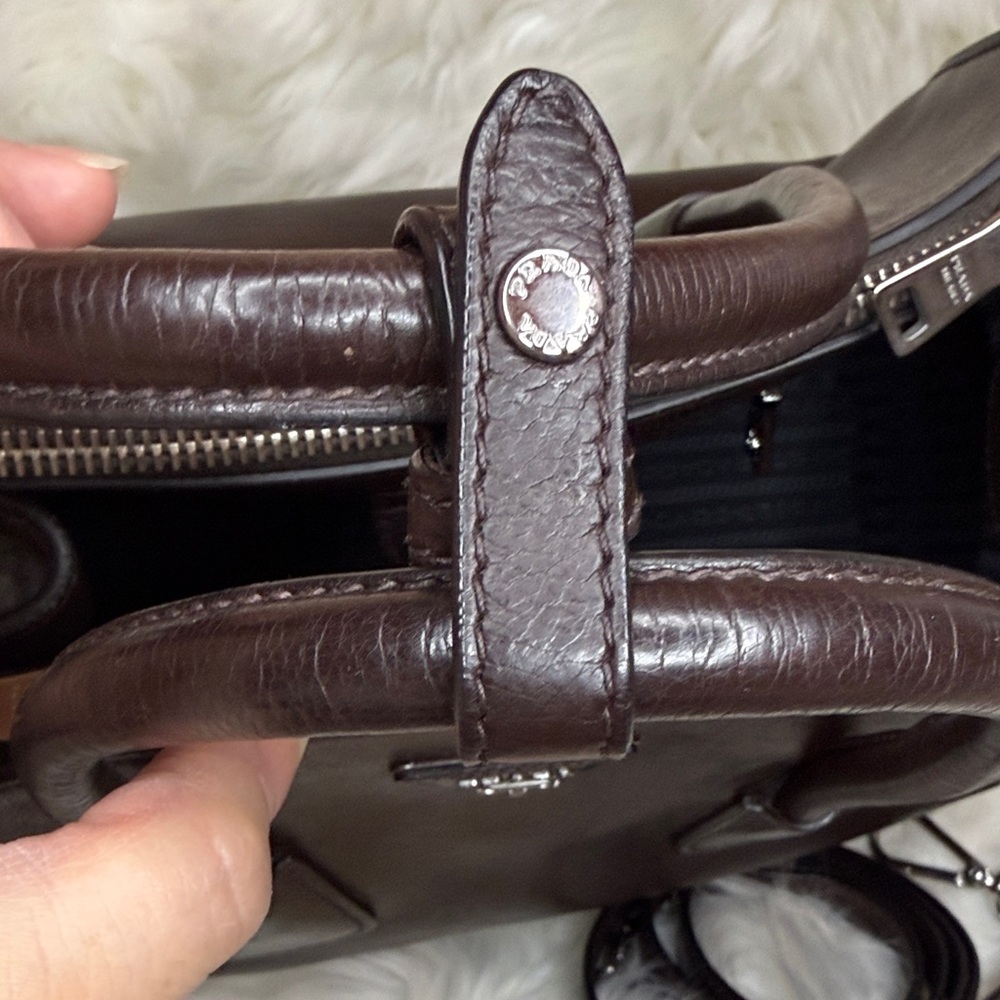 Prada Women's Dark Brown Leather Tote - Picture 9 of 14